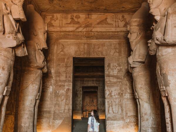 Inside the great hall of Abu Simbel temple