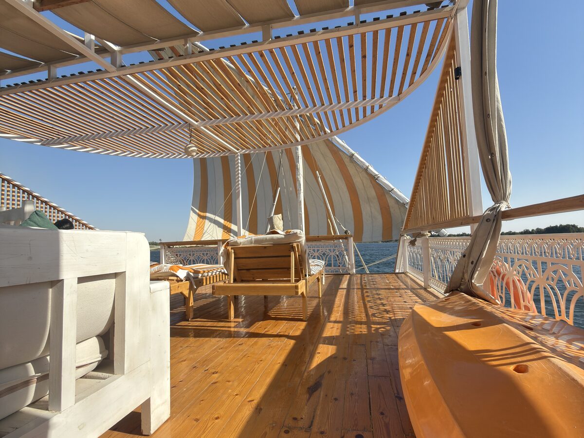 Deck of the Dahabiya under sail on the Nile