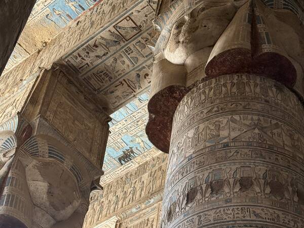 Hathor-headed column at Dendera