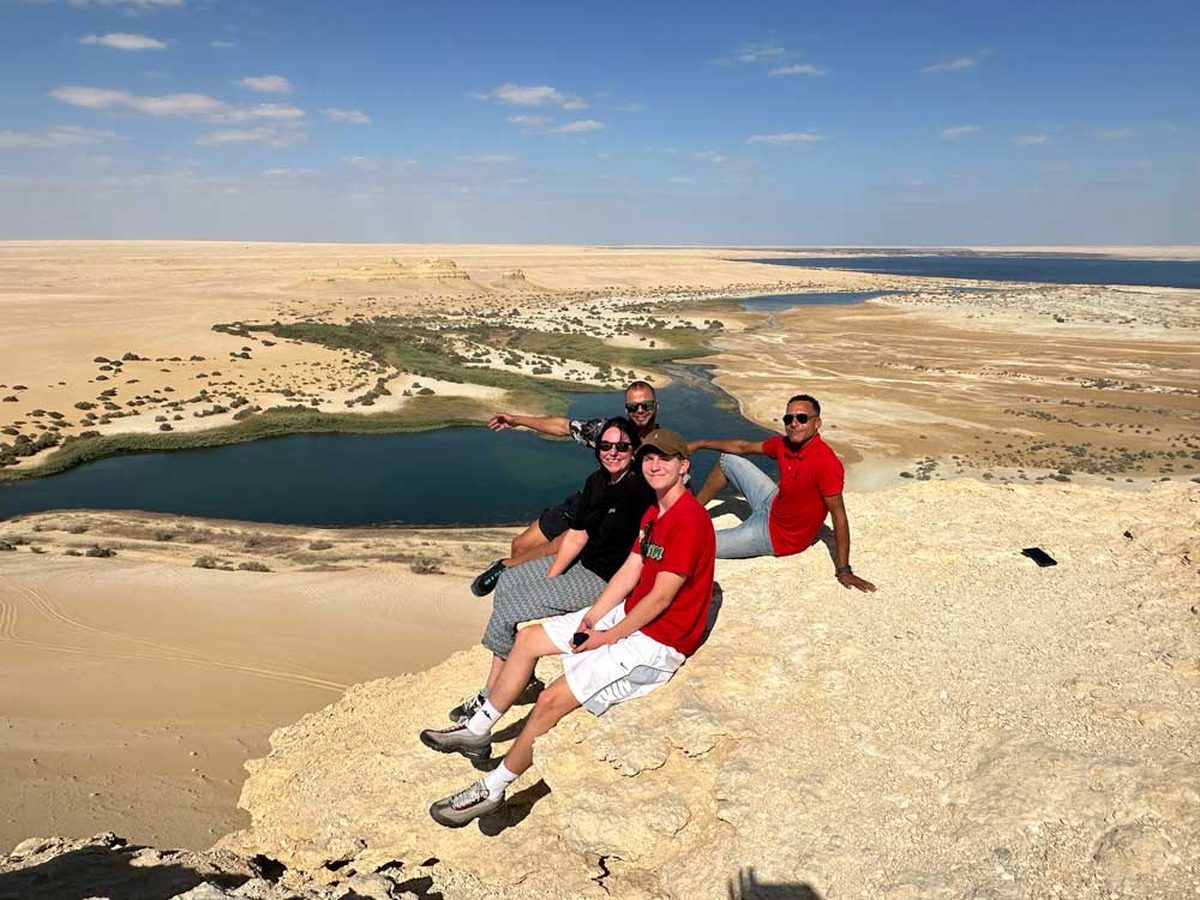 Luxor Spirit guests above a desert lake in the Western Desert