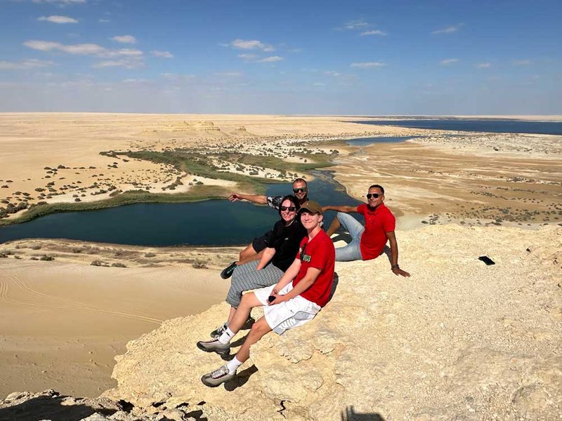 Luxor Spirit guests above a desert lake in the Western Desert